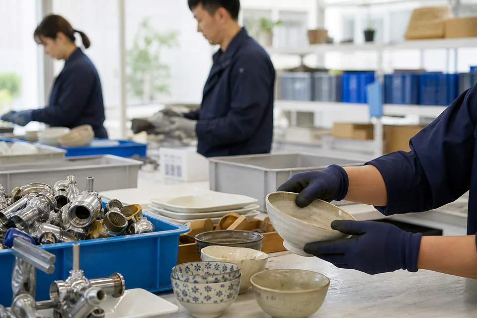 再利用できる品物と素材を整理するイメージ